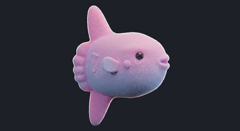 Adorable Pink Mola Mola: A Soft, 3D Rendered Fish royalty free illustration