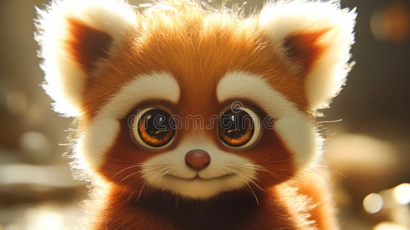 Adorable Red Panda Cub Portrait Close Up royalty free illustration