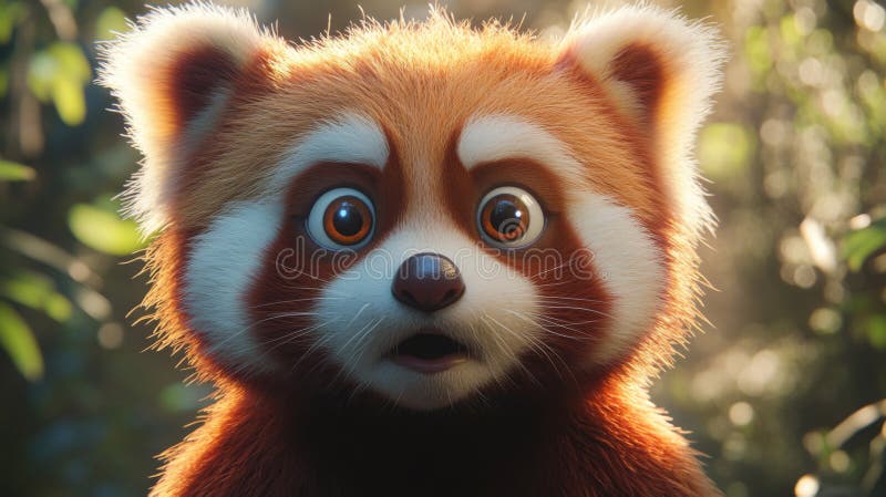 Adorable Red Panda Cub With Surprised Expression royalty free illustration
