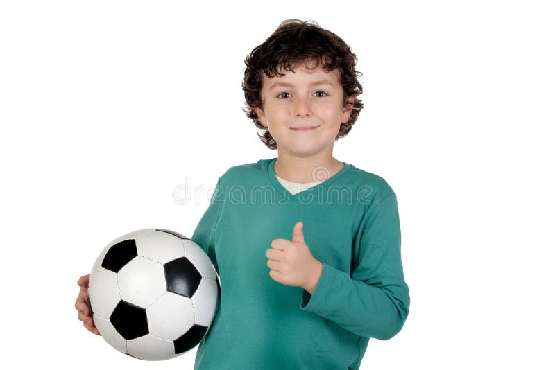 Adorable saying OK with a soccer ball