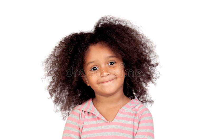 Adorable Smal Girl With Afro Hairstyle Stock Photo Image of grey