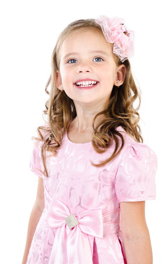 Adorable smiling little girl in pink princess dress isolated royalty free stock photography Adorable smiling little girl in pink princess dress isolated royalty free stock photography