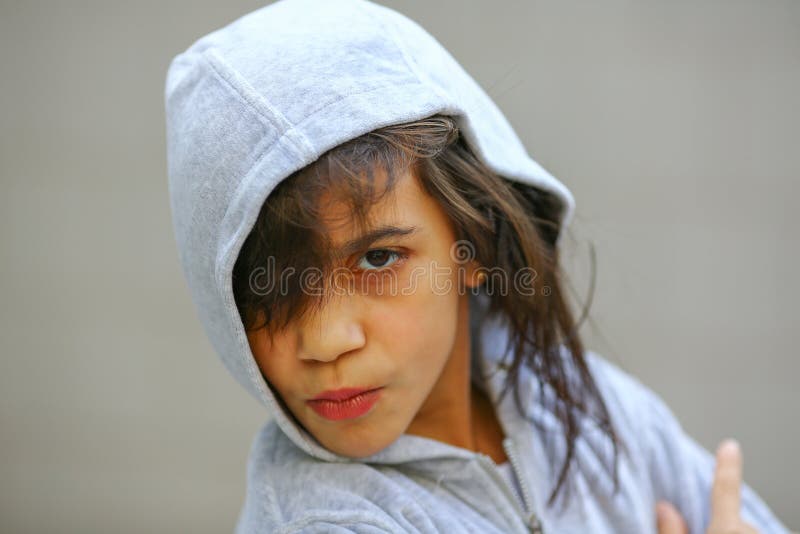 Adorable Teen Girl Portrait in Hoodie Stock Image - Image of copy, cute ...