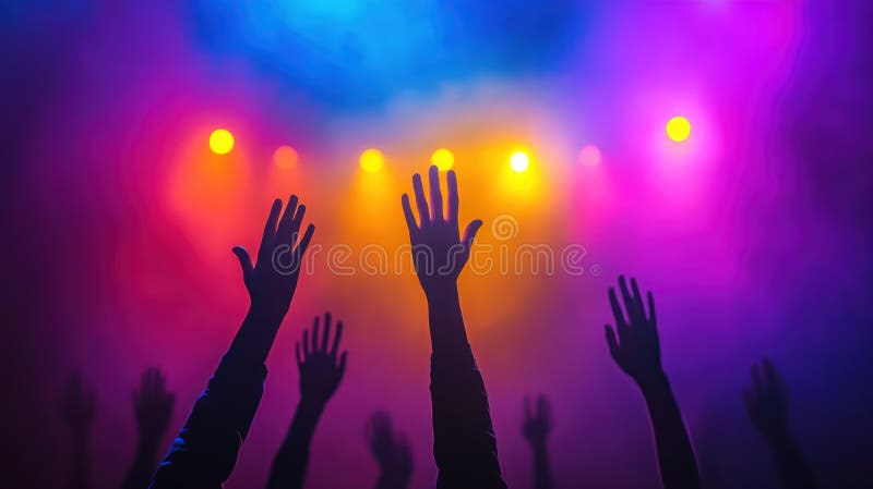 Adoração Reverente: Conceito Cristão com Mãos Levantadas em Louvor ilustração do vetor