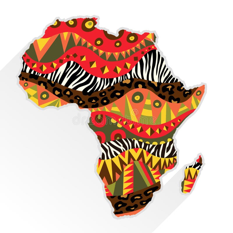 Adornado continente de África con el modelo étnico
