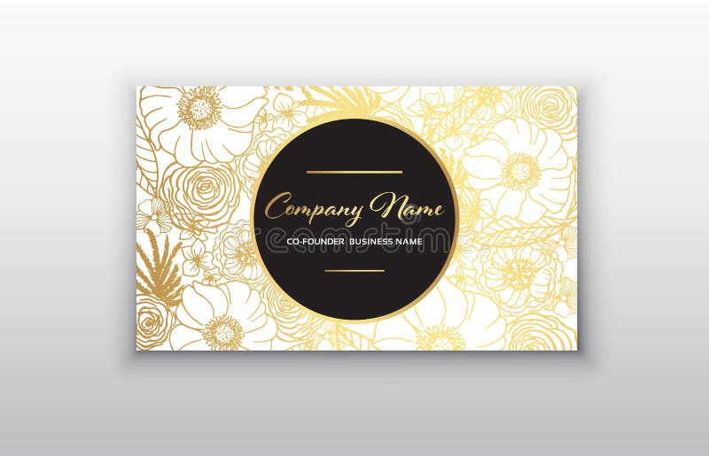 Adreskaartje - gouden bloemenkader Het modieuze gouden ontwerp van het het adreskaartjemalplaatje van de premieluxe stock illustratie Adreskaartje - gouden bloemenkader Het modieuze gouden ontwerp van het het adreskaartjemalplaatje van de premieluxe stock illustratie