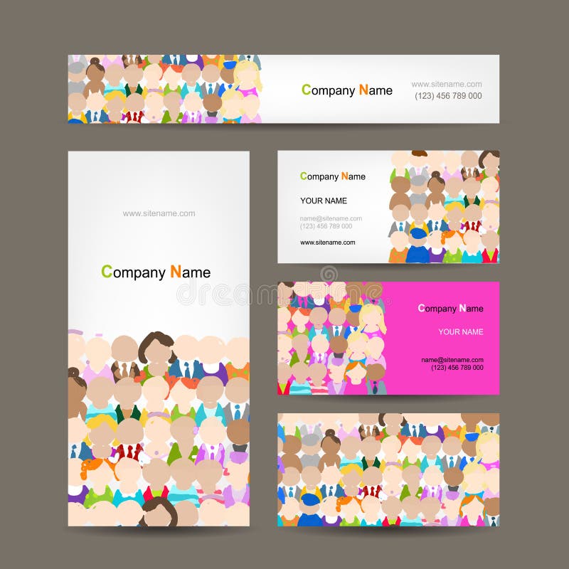 Adreskaartjesinzameling, het ontwerp van de mensenmenigte vector illustratie Adreskaartjesinzameling, het ontwerp van de mensenmenigte vector illustratie