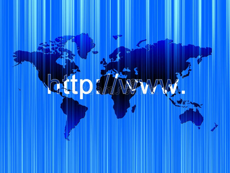 Internet address and world map. Internet address and world map