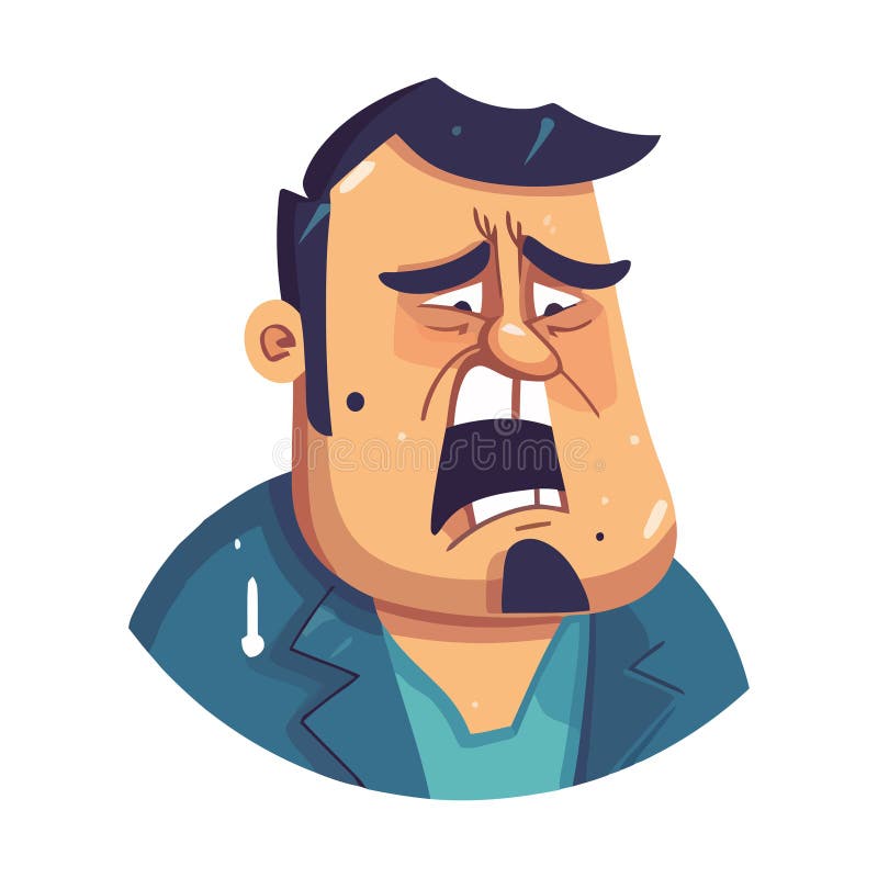 Adul man angry expression vector illustration