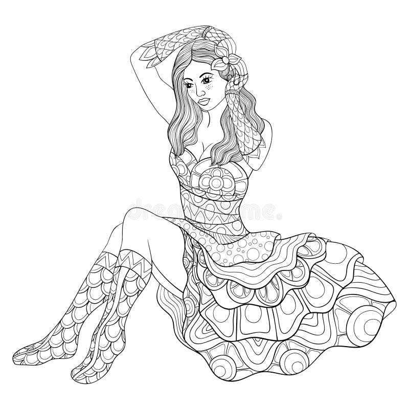 Adults Girls Coloring Book: An Adult Coloring Book with Cute Girls