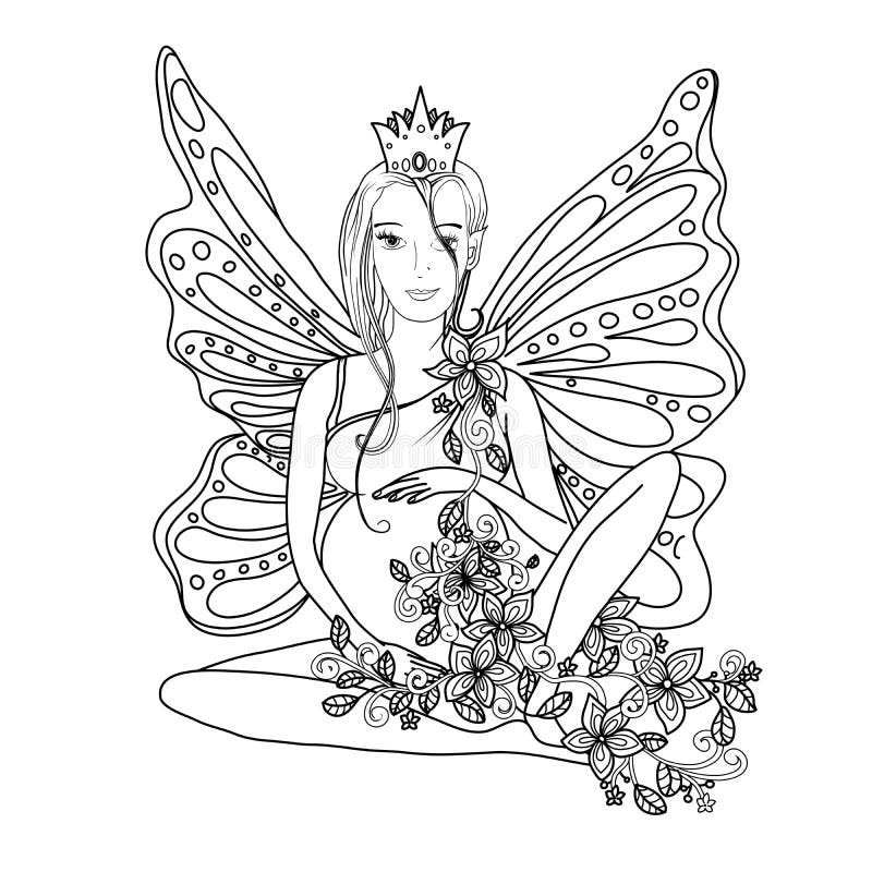 Download Adult Coloring Book Page With Fairy Pregnant Lady ...