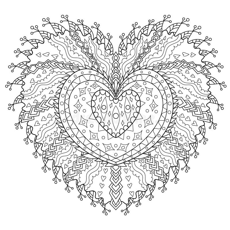 Beautiful Heart for Coloring Book Stock Illustration - Illustration of ...