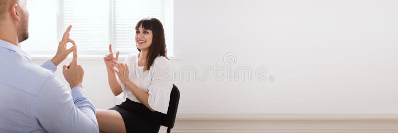 Deaf People Learning Sign Language royalty free stock photo