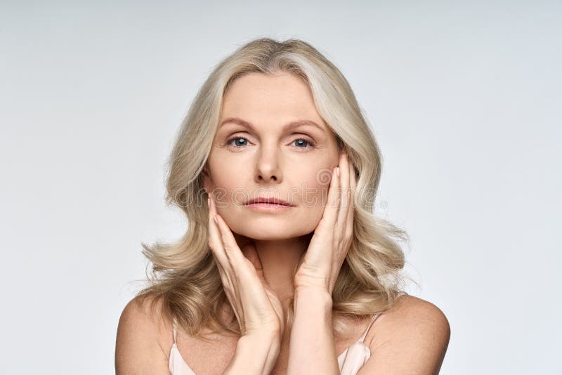 800px x 533px - Portrait of Beautiful 50 Years Old Woman with Perfect Skin on White. Stock  Photo - Image of aged, botoxÂ®: 216450718
