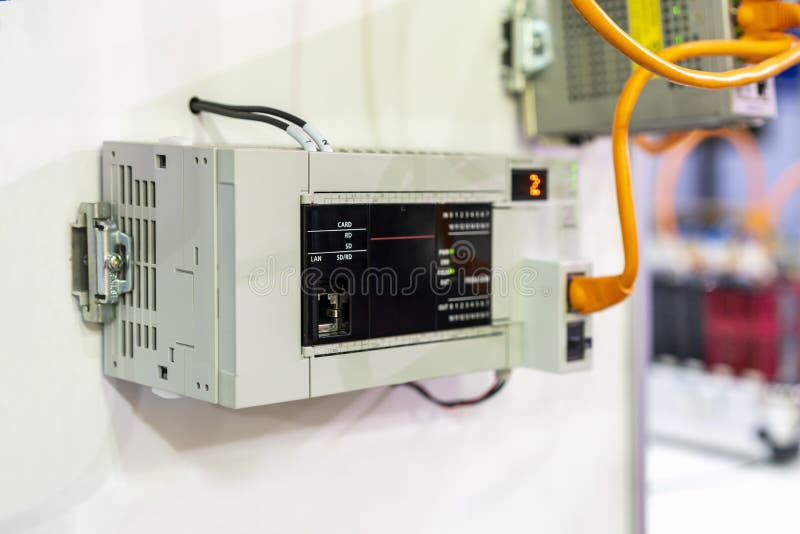 Advance technology automatic Programmable Logic Controller PLC high performance precision and accuracy equipment for machine stock photography