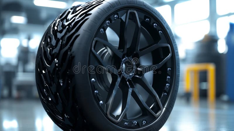 Advanced Airless Tire Design Featuring Smart Polymer Lattice Structure stock illustration