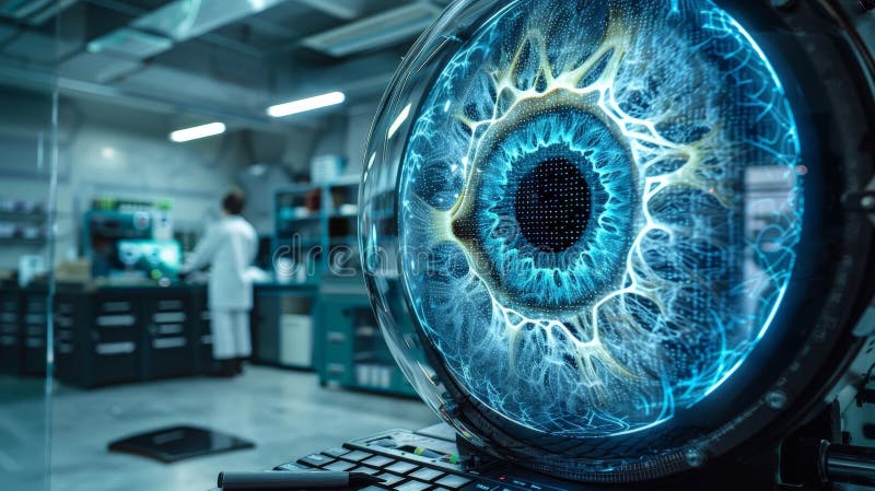 Advanced Biomedical Lab Developing Robotic Human Eye royalty free illustration