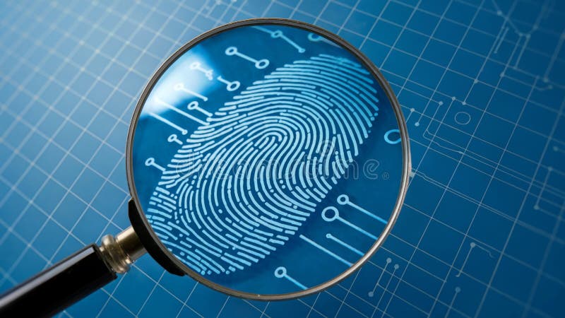 Advanced biometric fingerprint scanning technology ensuring high-level digital identity security. Biometric Security concept vector illustration