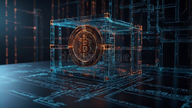 Advanced Blockchain Technology Enabling Smart Contracts and Digital Signature Authentication stock illustration