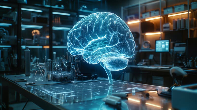 Advanced Brain Simulation Technology in a State-of-the-Art Laboratory Environment During Daylight Hours royalty free stock image