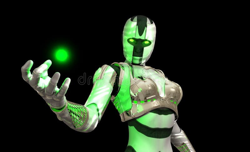 Advanced cyborg soldier vector illustration