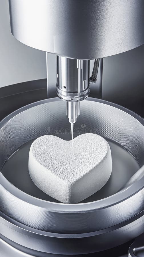 Advanced 3d printer creating intricate heart-shaped design for modern manufacturing innovations royalty free stock image