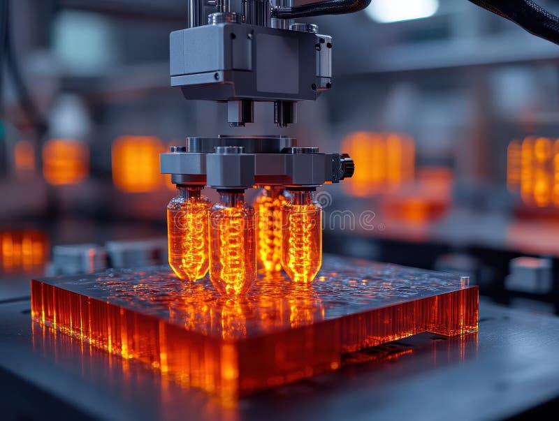 Advanced 3d printing technology in action: high-precision manufacturing process stock illustration
