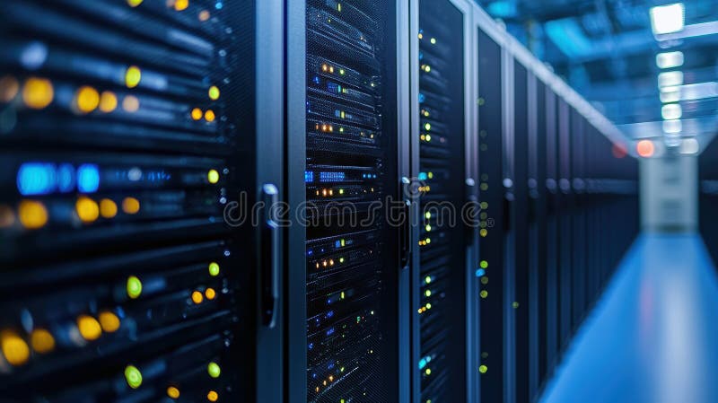 Advanced Data Center Infrastructure Showcasing Technology and Secure Storage Solutions royalty free stock images