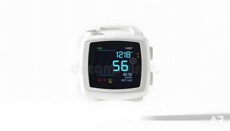 Advanced Dive Computer Wrist Watch: Digital Depth Gauge, Time, and Temperature Display vector illustration