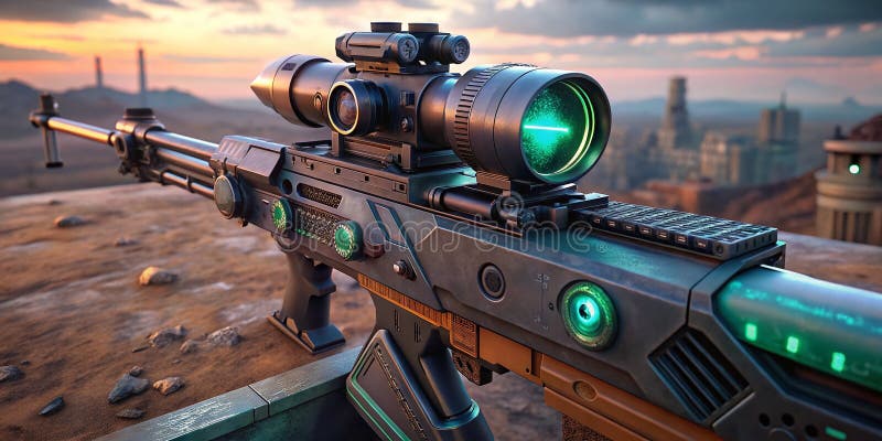 Advanced Drone Targeting System Futuristic Holographic Sniper Scope with Interactive UI for Precision Aerial Missions stock abbildung