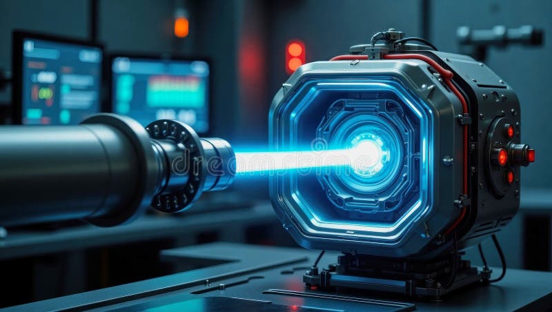 Advanced energy beam device in a high-tech laboratory showcasing innovative technology and engineering marvels stock photo