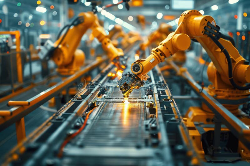 Advanced factory automation in action, showcasing Industry 40 technology royalty free illustration