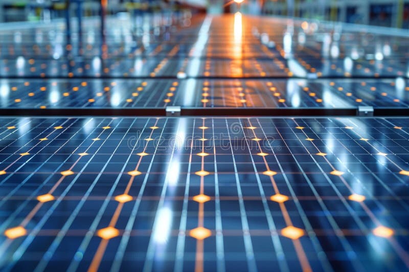 Advanced factory illustrates solar panel production process efficiently royalty free illustration
