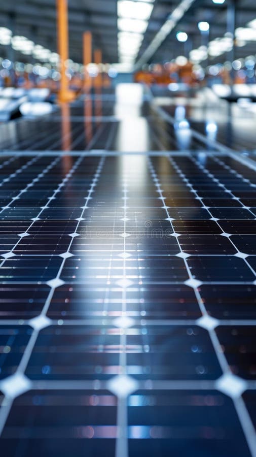 Advanced factory illustrates solar panel production process efficiently royalty free illustration