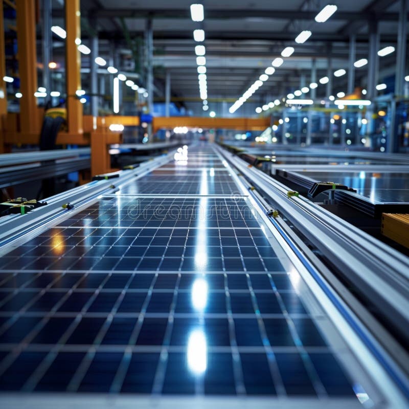 Advanced factory illustrates solar panel production process efficiently royalty free illustration