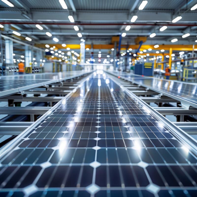Advanced factory illustrates solar panel production process efficiently royalty free illustration