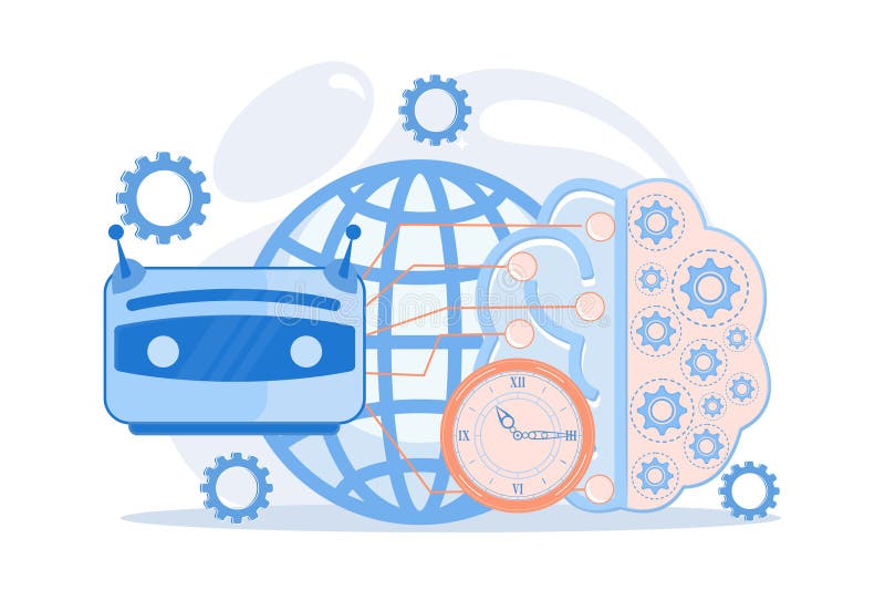 Advanced, futuristic artificial intelligence. Deep learning algorithm. Technological singularity, technological growth royalty free illustration