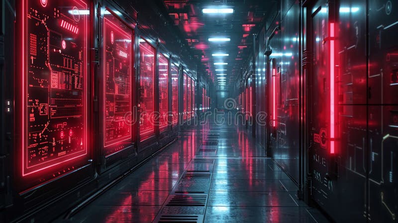 Advanced futuristic passwordprotected gateway, ultrarealistic access control royalty free illustration