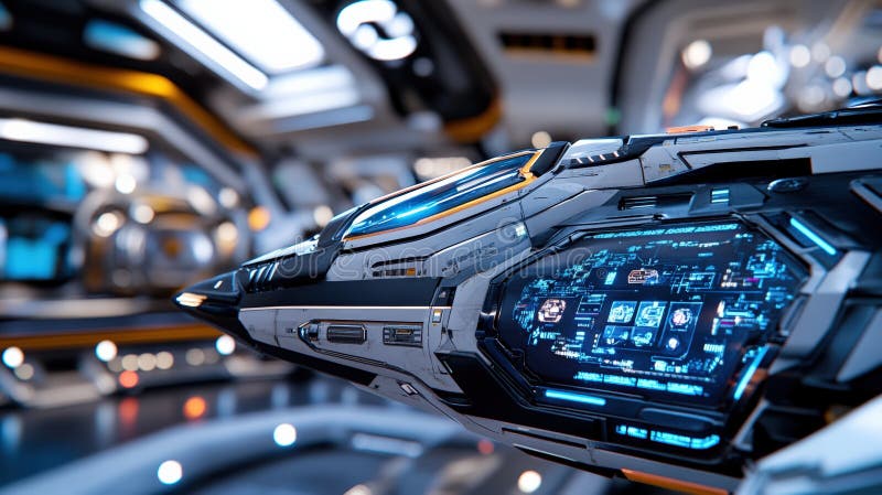 Advanced Futuristic Spaceship Control Panel stock illustration