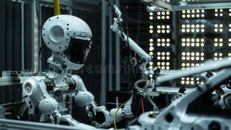 Advanced Humanoid Robot in a Tech Lab royalty free stock photography