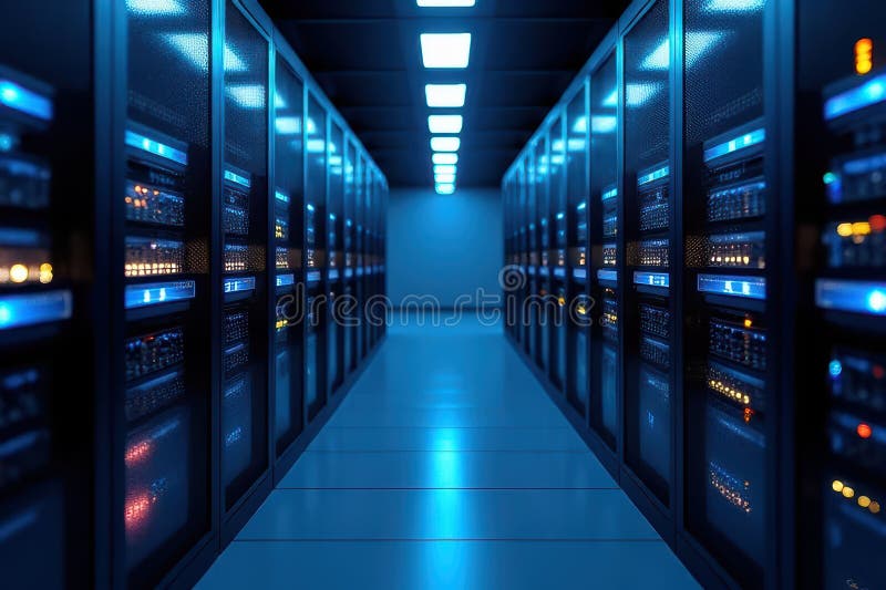 Advanced Latency Hosting via Revolutionary Data Center Methods stock illustration