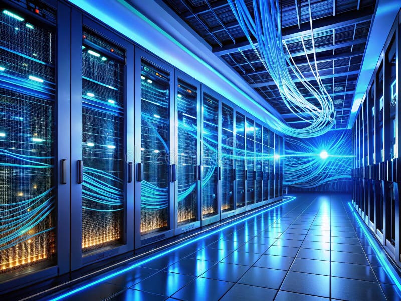 Advanced Network Infrastructure Exploring the Future of Data Centers with CuttingEdge Server Technology and Complex. Step inside a state-of-the-art data center, where the future of digital connectivity takes form. Intricate networks of high-speed cables crisscross the room, connecting powerful server units and sophisticated cooling systems. This isn t just a server room it s a dynamic ecosystem supporting global communication and data processing. Advanced technologies, including robust cooling solutions and