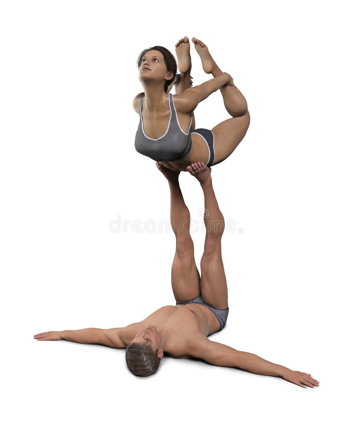 Advanced Partner Yoga Pose Couples Yoga Stock Illustration 1950015586