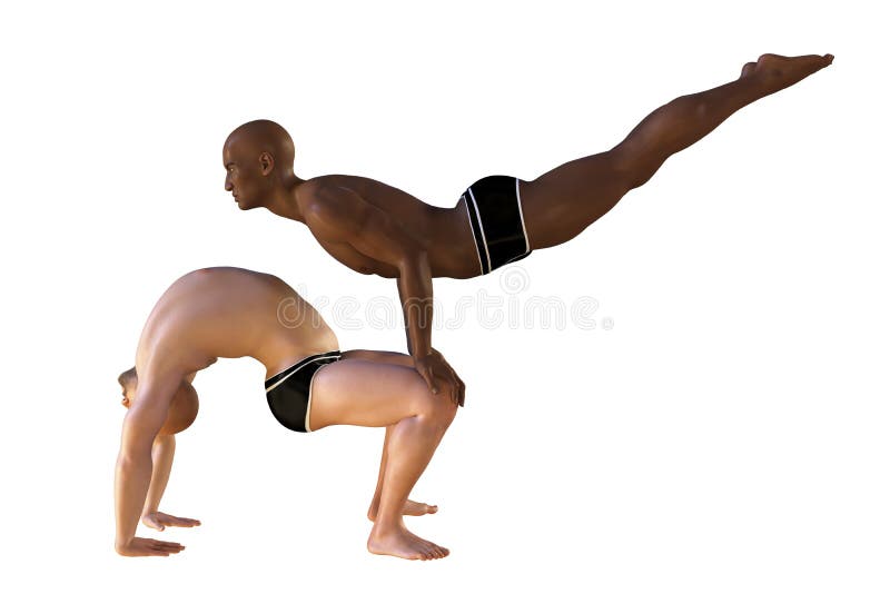 Advanced Partner Yoga Pose. Couples Yoga Stock Illustration