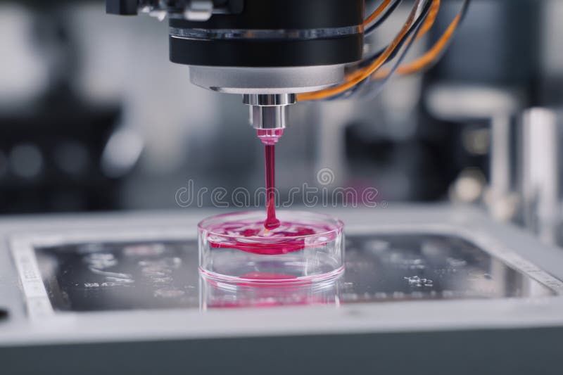 Advanced Precision Liquid Dispensing Technology in a Laboratory Setting with a Focus on Petri Dish Interactions and Viscous Fluids royalty free stock photo