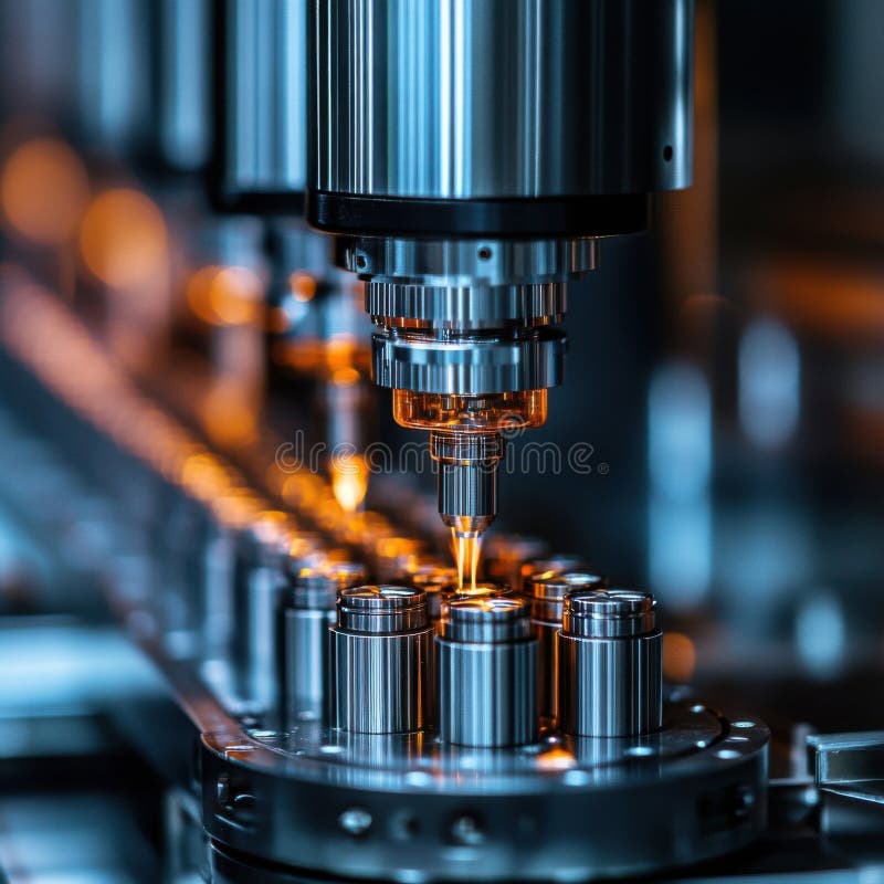 Advanced Precision Machinery in Action at an Industrial Manufacturing Plant stock photography