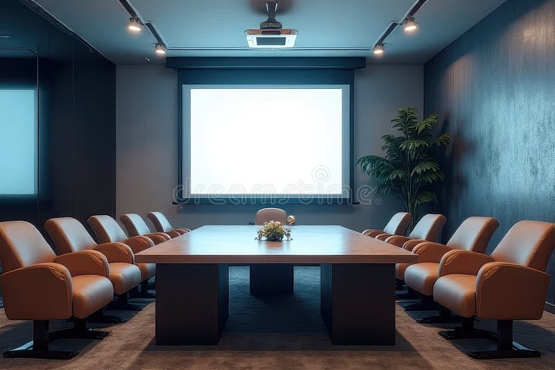 Advanced Presentation Environment: Blending Tech Tools & Sleek Meeting Spaces vector illustration