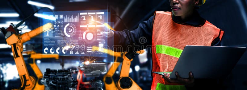 Advanced robot arm system for digital industry and factory robotic technology royalty free stock photos