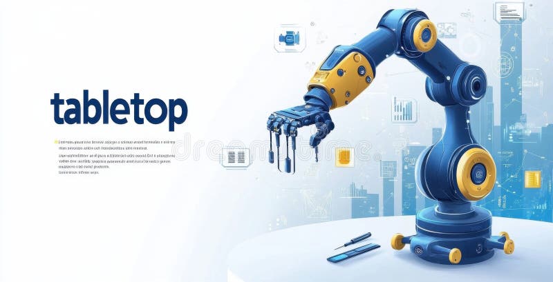Robotic arm performing precision tasks in futuristic industrial setting royalty free stock image