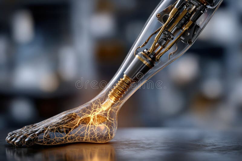 Innovative robotic foot design showcasing advanced technology and engineering stock photo